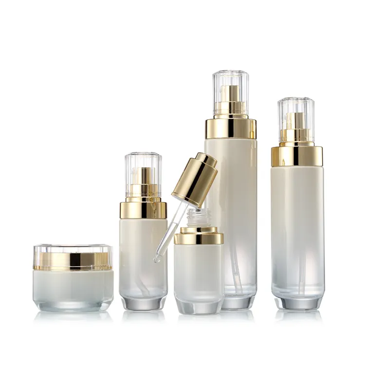 50g 30ml 40ml 100ml 120ml Custom glass cosmetic bottles for serum golden luxury serum bottle empty glass cosmetic bottles