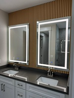 Miroir de salle de bain mural rectangulaire ETL Standard Modern Hotel 24-36 pouces, éclairage frontal et rétroéclairé, double LED, anti-buée, IP66