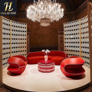 HIGHS ART Bestseller - Meubles de design italien - Canapé moderne de luxe incurvé - Canapés en cuir véritable - Canapé rouge pour villa - Product Image 1