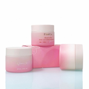 Customized 30 50 60 g 80g 4oz Empty Ombre Pink Round <b>Container</b> Face Lotion Butter Cream Frosted Glass Cosmetic Jars with Lid - Product Image 3
