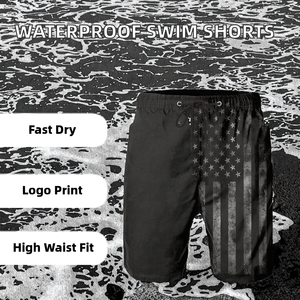 Short de bain réactif à l'eau pour l'été, short de sport à séchage rapide, imprimé graphique personnalisé, 5 pouces, pour homme, taille élastique haute, idéal plage - Product Image 2