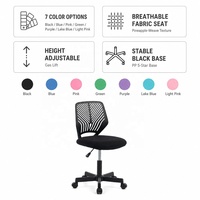 Chaise d'étudiant moderne noire peu encombrante avec dossier en maille pivotant, structure en plastique, réglable en hauteur, pour la maison, le salon et la salle à manger