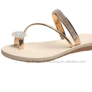 New European American Summer Outdoor Beach Sandals Plus Size <b>Women</b> <b>Women's</b> Flat Slippers Rhinestone <b>Slip</b>-On Foreign Trade - Product Image 5