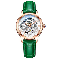 Montre automatique de luxe pour femme, en cuir véritable, étanche, squelette, mécanique, lumineuse, de haute qualité et très populaire
