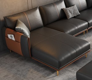 थोक लक्जरी शीर्ष काउच नवर्डिक लिविंग रूम सोफा उच्च गुणवत्ता वाले चमड़े के सोफे को आकार वास्तविक चमड़े के सोफे सेट - Product Image 5