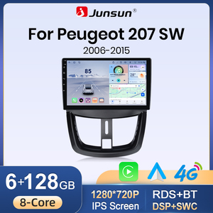 Junsun Stock UE Autoradio Carplay Android Auto pour Peugeot <span class=keywords><strong>207</strong></span> 207CC 2006-2015 Lecteur DVD Voiture Unité Centrale Écran de Voiture Livraison Rapide - Product Image 1