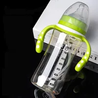 Botella de alimentación de silicona para bebé, vaso de succión a prueba de fugas, con mango