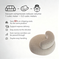 Sofá Seccional Curvo, Completamente Comprimido, Esponja de Alta Densidad, Chaise Longue, Diseño Moderno, Patas de Acero Inoxidable, para Sala de Estar