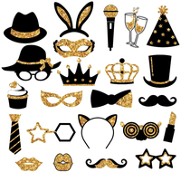 Kit d'accessoires pour photomaton de fête costumée DIY : Chapeaux, lunettes, rouge à lèvres, cravate, couronne – Idéal pour anniversaire, mariage, Noël, Nouvel An, fête de remise de diplôme