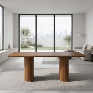 Table à manger en bois moderne, rectangulaire, pieds en bois massif, design stable, style minimaliste, meubles pour la salle à manger - Product Image 1