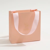 Sac de shopping en papier d'art imprimé coloré avec logo personnalisé, sac cadeau pliable pour bracelet, boucles d'oreilles, collier, bague, bijoux