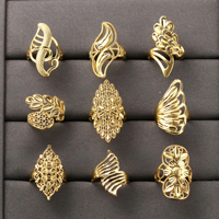 Bagues ajourées superposées plaquées or à motif de calèche, cadeaux élégants pour femmes pour le quotidien, les mariages et les fêtes
