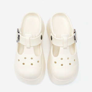 Women's Thick Sole EVA <b>Clogs</b> Mary Jane Style Closed Toe Sandals Summer Wear Resistant Non Slip Milky White 35-38 - Product Image 4