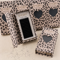 Extensions de cils individuelles noires mates EMEDA en gros, plateaux de cils en PBT coréen effet cachemire, extensions de cils classiques à marque privée