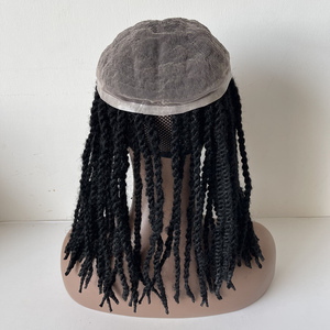 Tupé <span class=keywords><strong>de</strong></span> Cabello Humano Remy Indio para <span class=keywords><strong>Hombre</strong></span>, Estilo Afro Freetress, <span class=keywords><strong>Trenzas</strong></span> <span class=keywords><strong>de</strong></span> Ganchillo, Encaje Completo, <span class=keywords><strong>Largo</strong></span>, Decolorado, Nudos Invisibles - Product Image 4