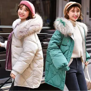 ผู้หญิงฤดูหนาวสุภาพสตรีสุภาพสตรียาวลง Padding เสื้อกันหนาว Hooded Big Fur Parka Coat