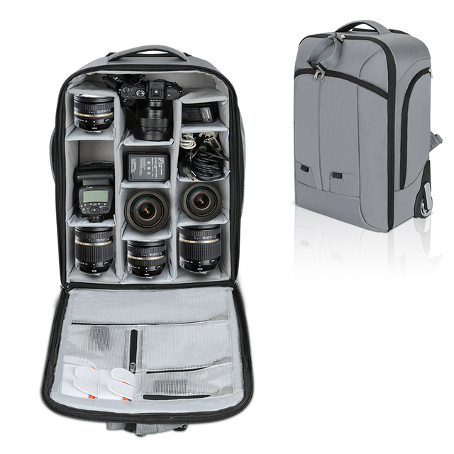 Pro Camera Laptop Backpack Waterproof Outdoor Photography Trolley Large Camera Bag
