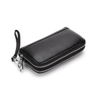 Sacs à main de luxe en cuir de vachette véritable avec fermeture éclair, étuis pour téléphone portable, portefeuilles longs, pochettes de poignet, mini sacs à main pour femmes