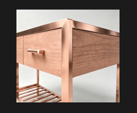 Meuble de salle de bain en métal satiné bronze et or rose avec pieds en acier, structure de lavabo double, SUITE