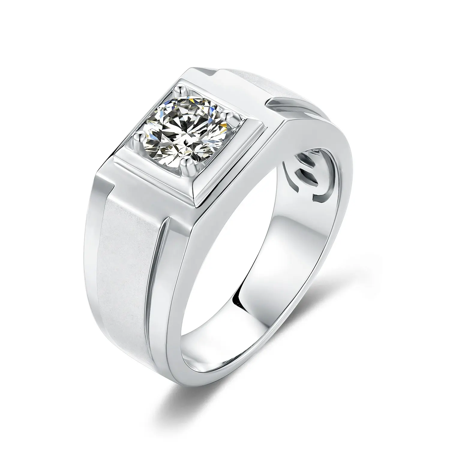 남자 보석 925 스털링 실버 Moissanite 남성 반지