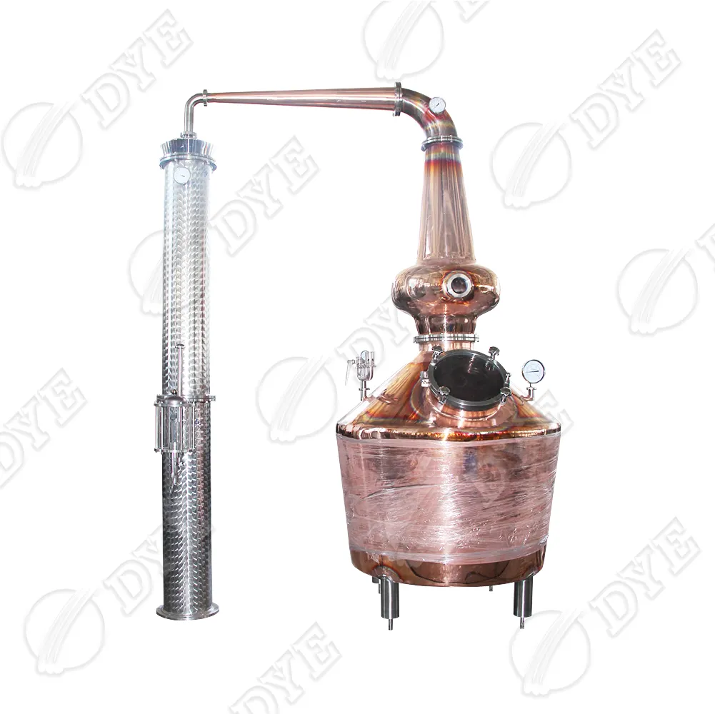 DYE 500L/1000L/1500L/2000L piccola colonna di distillazione frazionata dell'apparato di vetro del distillatore di rame
