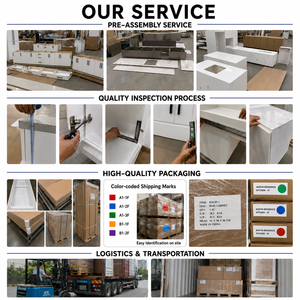 Modern Design Kitchen Cabinets Matte Finish <strong>Thin</strong> Stone Countertop Bar Pulls Tall Cabinet Kitchen <strong>Cupboard</strong> for Apartment - Product Image 5