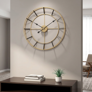 Modern Gold Plated Round Wall <b>Clock</b> Analog Quartz Silent Design for Living Room Decor - Product Image 6