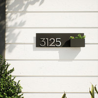 Plaque de numéro de maison en métal avec jardinière murale, chiffres 3D, plaque d'adresse extérieure