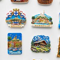 Aimants de réfrigérateur en résine 3D en gros, souvenirs de voyage français, motifs de monuments de Paris, Marseille, Provence pour les boutiques de cadeaux et l'affichage en magasin.