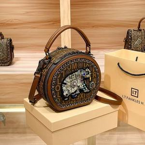 Bolso Cruzado Estilo Vintage para Mujer Loumixer, PVC con Forro Bordado de Elefantes, Bolsos de Mano de Lujo para Mujer - Product Image 2