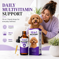 Gouttes liquides multivitaminées pour chiens 15-en-1 pour la santé immunitaire et cardiaque, complément vitaminique pour animaux à absorption élevée, 60 ml pour le bien-être quotidien