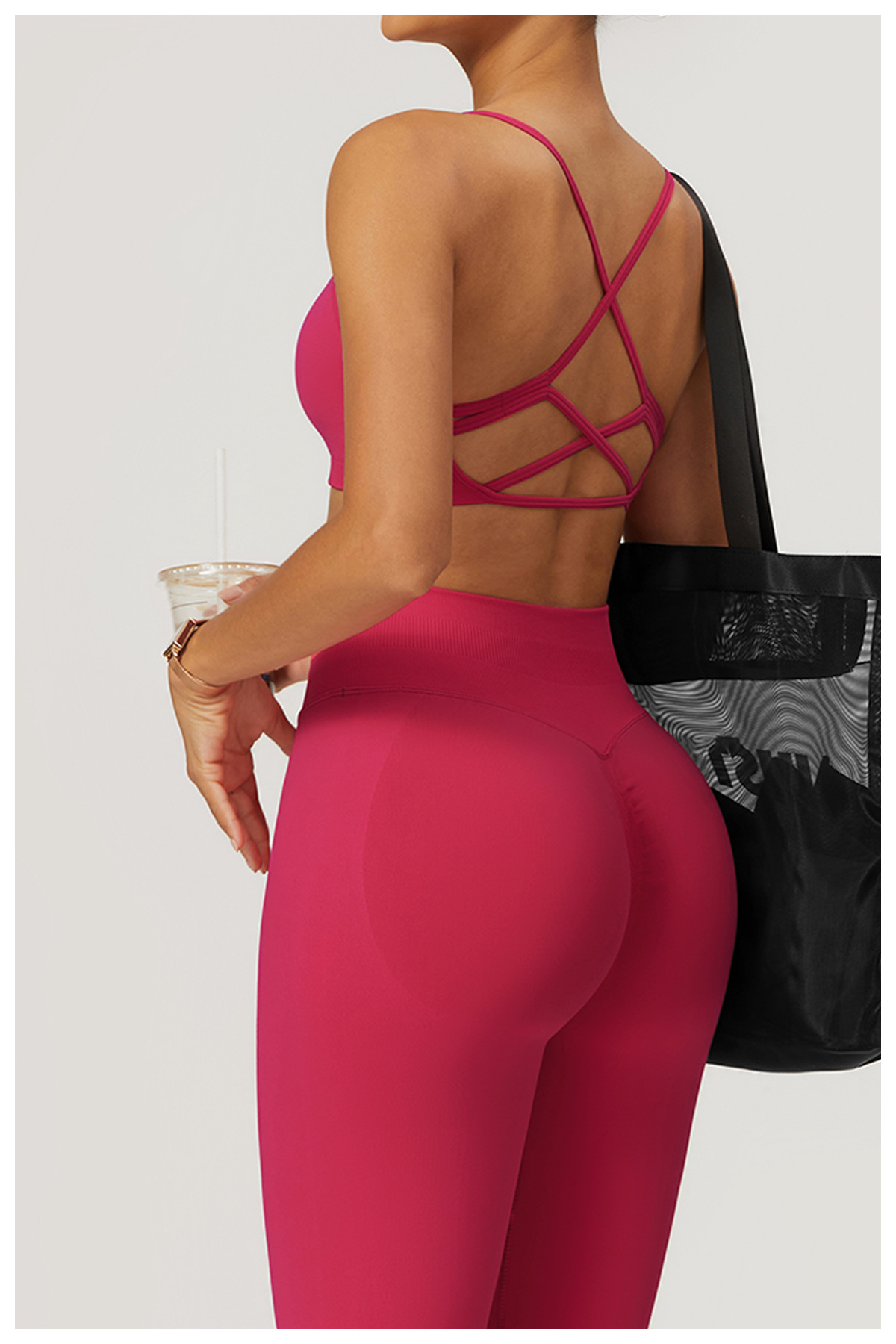 croisé dans le dos rose rouge
