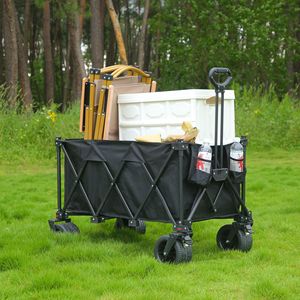 Chariot pliable robuste à roues tout-terrain, en tissu Oxford, avec barre de traction télescopique, chariot de camping portable, directement de l'usine - Product Image 3