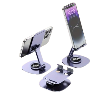 Support de téléphone de bureau universel, en métal durable, antidérapant pour plus de stabilité, rotation à 360 degrés, portable et pliable, compatible avec tous les téléphones mobiles - Product Image 1