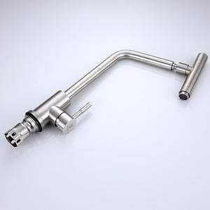 304 Stainless Steel Single-hole Cold and Hot <b>Brushed</b> Nickel-colored Kitchen Sink All-purpose Head 360-degree Rotating Faucet - Product Image 3