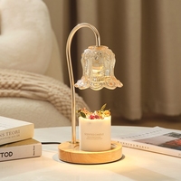 Lampe chauffe-bougies en bois romantique avec veilleuse Minuterie de brûleur de fonte de cire électrique pour chauffer la cire de fonte de cire de verre