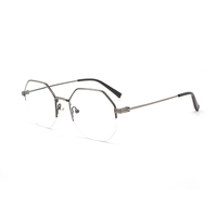 Lunettes de vue pour hommes adultes, monture en métal polygonale, verres en PC solides, anti-reflets, protection contre la lumière bleue, légères et élégantes