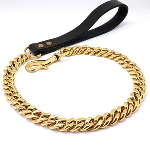 Collier en acier inoxydable plaqué or Hip Hop avec chaîne cryptée, vente chaude transfrontalière, charme pour collier de chien - Product Image 4
