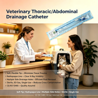Cathéter de drainage thoracique pour animaux, Hémotorax, embout en J
