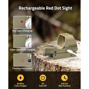 Optique à point rouge Cvlife Reflex 1X28x40mm avec réticules réglables, corps en aluminium couleur sable - Product Image 2