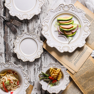 Ensemble de vaisselle en céramique de style baroque, assiettes et bols de style occidental, vente en gros - Product Image 2
