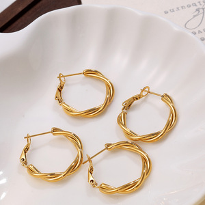 Pendientes de Aro Dorados EH906, Joyería de Moda para Mujer, Estilo Clásico, Pendientes Pequeños - Product Image 3