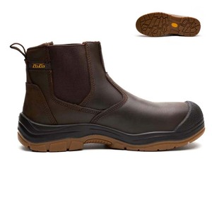 Bottes de sécurité industrielles en cuir Crazy Horse <span class=keywords><strong>marron</strong></span> L617-1 OEM/ODM pour hommes, bottes de construction antidérapantes à semelle en caoutchouc, bottes de soudage - Product Image 1