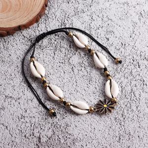 Nieuw <span class=keywords><strong>Design</strong></span> Shell Drop Olie Bloem Enkelbanden Voor Vrouwen Hand Geweven Verstelbare Enkelband Strandfeest Sieraden Geschenken Stijl - Product Image 5