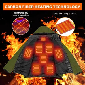 Özel Logo kış kaput balon ceket su geçirmez erkek ceket giyim özel ısıtmalı ceketler elektrik termal ısıtmalı ceket