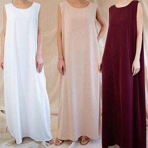 Robe intérieure sans manches unie de haute qualité, style Nidha, avec fermeture éclair au dos, pour Abaya - Product Image 1