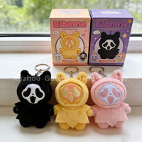 Porte-clés en peluche OEM personnalisé, style boîte surprise, personnage de dessin animé d'Halloween, fantôme d'anime, animal en peluche moelleux, breloque de sac