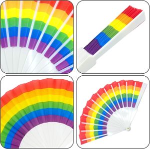 6 colores Pride Accessories Rainbow Plastic Fan 23 cm Ventilador de mano para <span class=keywords><strong>LGBT</strong></span> Pride Month Party - Product Image 2
