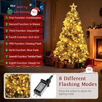 Sapin de Noël artificiel de 1,2 à 2,7 m, effet neige, haute qualité, pré-éclairé, lumières blanc chaud, branches articulées, support pliable en métal