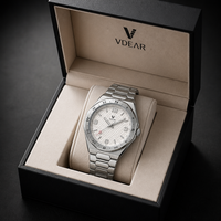 Montres à quartz pour hommes avec logo personnalisé en gros, fonction GMT, double fuseau horaire, acier inoxydable 316, étanche 5ATM